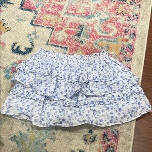 LoveShackFancy Never worn Blue and White Floral Mini Skirt